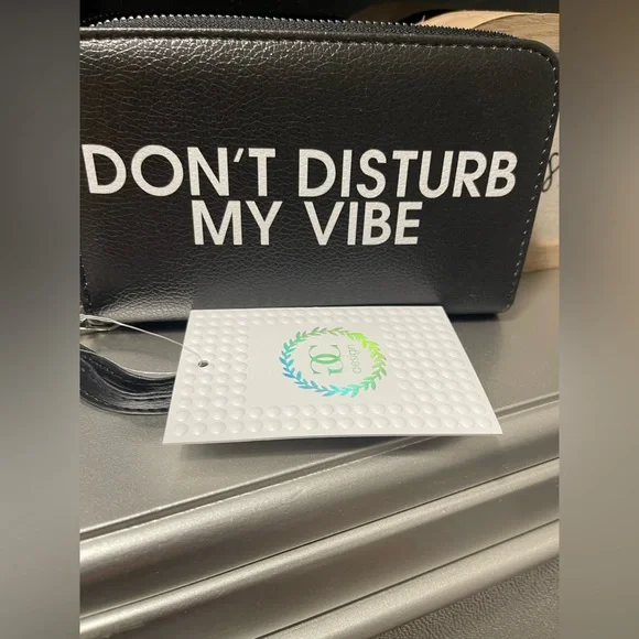 Black Wallet with White Text - Picture 3 of 4